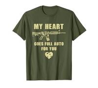 My Heart Goes Full Auto for You - Funny Sarcastic Gun Humor Maglietta