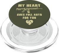 My Heart Goes Full Auto For You - Funny Sarcastic Gun Humor PopSockets PopGrip per MagSafe