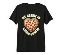 My Heart Is Extra Cheesy - Divertente Cuore a Forma di Pizza Maglietta Premium