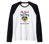 My Heart Is On That Field Baseball Mom Proud Game Maglia con Maniche Raglan