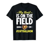 My Heart Is On The Field Softball Mamma Brocca Festa della Mamma Maglietta