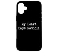 My Heart Says Ravioli Funny Raviolis Dattilografia minimalista Custodia per iPhone 16 Plus