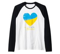 My Heart with Ukraine - Bandiera dell'Ucraina a Forma di Cuore Maglia con Maniche Raglan