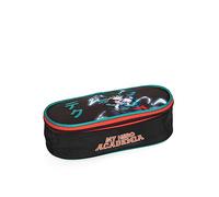 MY HERO ACADEMIA - Astuccio Scuola Ovale Organizzato, con Divisori Interni e Passanti Elastici Porta Cancelleria - Astuccio Portapenne Bambino Ideale per Medie e Elementari, Nero/Verde - 22x7x9,5 cm