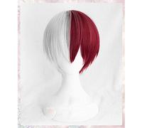 My Hero Academia Boku no Hiro Akademia Shoto Todoroki Shouto Parrucca cosplay bianca e rossa + berretto parrucca come il pciture