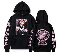 My Hero Academia Harajuku Felpe con Cappuccio OCHACO URARAKA Carino 2D Stampato Manica Lunga Streetwear Anime College Style Clothing (Color 01,L)