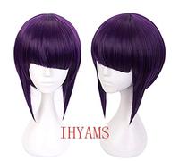 My Hero Academia Kyoka Jiro Parrucche Cosplay 30 Cm Viola Nero Resistente Al Calore Breve Sintetico Capelli Perucas Parrucca Cosplay + Protezione Parrucca