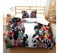 My Hero Academia Set Copripiumino Biancheria Da Letto 3D Stampa Copripiumino Set Singolo 135x200 Morbido e Traspirante Microfibra Copripiumino Con Cerniera e Federa Per Bambino e Adolescenti Adulti