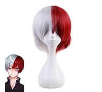 My Hero Academia Shoto Todoroki Shouto Bianco Rosso Parrucca corta Cosplay Costume Boku no Hero Academia Capelli resistenti al calore Parrucche da uomo
