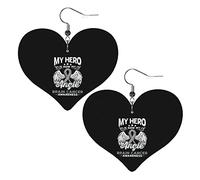 My Hero Is Now My Angel Brain Cancer Awarene Orecchini in pelle per donne Orecchini pendenti con pendente a goccia con gancio Regali per ragazza adulta