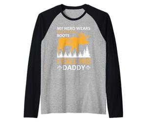 My Hero Wears Hunting Boots I Call His Daddy Hunter Life Maglia con Maniche Raglan