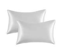 My home store Confezione da 2 federe in raso per capelli e pelle, colore bianco, dimensioni standard con chiusura a busta ipoallergenica, 50 x 75 cm