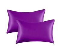 My home store Confezione da 2 federe per cuscini in raso, per la salute della pelle e dei capelli, con chiusura a busta, dimensioni standard 50 x 75 cm, colore viola