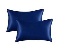 My home store Federa in raso per la salute dei capelli e della pelle, confezione da 2, dimensioni standard 50 x 75 cm, colore: blu navy