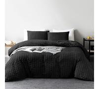 My home store Seersucker - Set copripiumino king size con 2 federe, morbido e traspirante, 3 pezzi, set di biancheria da letto in poliestere e cotone
