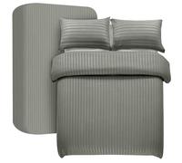 My home store Set di biancheria da letto super king size, 4 pezzi, copripiumino a righe satinate, lenzuolo con angoli profondi 30 cm e 2 federe, in morbida microfibra spazzolata (antracite)