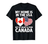 My Home USA My Heart Bandiera Canadese American Pride Maglietta