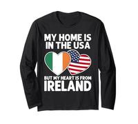 My Home USA My Heart - Bandiera Irlandese American Pride Maglia a Manica
