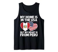 My Home USA My Heart Bandiera Peruvian American Pride Canotta