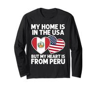 My Home USA My Heart Bandiera Peruvian American Pride Maglia a Manica