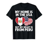 My Home USA My Heart Bandiera Peruvian American Pride Maglietta