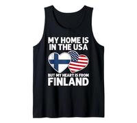 My Home USA My Heart Finlandia Bandiera Finlandese American Pride Canotta