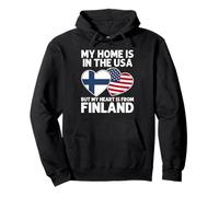 My Home USA My Heart Finlandia Bandiera Finlandese American Pride Felpa con Cappuccio
