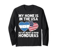 My Home USA My Heart Honduras Honduras American Pride Bandiera Maglia a Manica