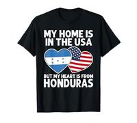 My Home USA My Heart Honduras Honduras American Pride Bandiera Maglietta