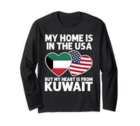 My Home USA My Heart Kuwait Kuwait Bandiera American Pride Maglia a Manica