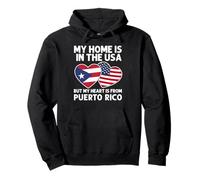 My Home USA My Heart Puerto Rico Orgoglio Americano portoricano Felpa con Cappuccio