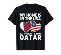 My Home USA My Heart Qatar Qatar American Pride Bandiera Maglietta