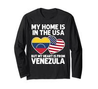 My Home USA My Heart Venezuela Venezuela American Pride venezuelano Maglia a Manica