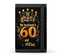My Husband is 60 Still Hot - Portafogli a tre ante con porta carte di credito, 8 scomparti, portachiavi, finestra per foto, per uomini e donne, Modello 33., Taglia unica, Per tutte le stagioni