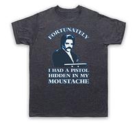 My Icon Art and Clothing - Maglietta da uomo Boosh Dixon Bainbridge Pistol in My Moustache Comedy, Ardesia vintage, S