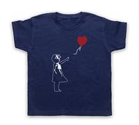 My Icon Art & Clothing Banksy Girl Heart Balloon Graffiti Street Art T-Shirt da Bambino Blu Oltremare 5-6 Anni/Seno 28"