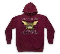 My Icon Art & Clothing Grem Creature - Felpa con cappuccio per adulti, con scritta "We Wish You A Merry Christmas", taglia M, colore: bordeaux