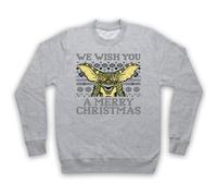 My Icon Art & Clothing Grem Creature - Felpa con parodia divertente per adulti, con scritta "We Wish You A Merry Christmas", colore grigio mélange,