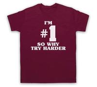 My Icon Art & Clothing Maglietta da uomo con scritta "I'm Number 1 So Why Try Harder Fat DJ Big Beat Slogan Slim, Bordeaux, L