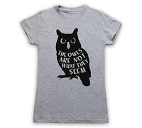 My Icon Art & Clothing Peaks The Owls are Not What They Seem Lynch Cult TV Show - Maglietta da donna Grigio chiaro M