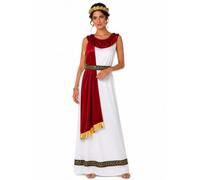 My Illusions Costume da imperatrice romana da donna, tunica, scialle | Costume donna imperatrice romana con tunica bianca, scialle rosso, cintura e fascia alloro per feste toga ed eventi storici.