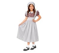 My Illusions Costume da ragazza della scuola vittoriana, abito grigio e | Costume vittoriano da bambina con vestito grigio e cappello a cuffia per la Giornata mondiale del libro, lezioni di storia