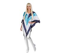 My Illusions Eurovision - Poncho da discoteca anni '70, da donna, con microfono o leggings (poncho)