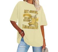 My Jesus He Be Making Lemonade Shirt Jesus Made Lemonade Faith Tee Positive Inspirational Maglietta a maniche corte, Colore: giallo crema., XL