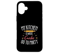 My Kitchen Is Where Carbs Go To Party Divertenti decorazioni per torte Custodia per iPhone 16 Plus