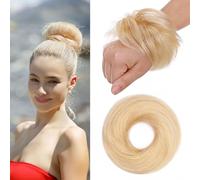 MY-LADY Chignon Finto Lucente - Posticcio in Fibra Umana con Fissaggio Elastico per Stile Giornaliero (17g, Biondo Platino)