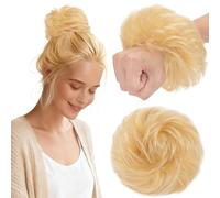 MY-LADY Chignon Finto per Capelli Veri- Cerchio Elastico Dritto Biondo Platino - Facile Updo Naturale per Donne Ragazze 30g Riccio