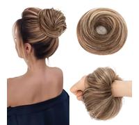 MY-LADY Chignon Finto per Capelli Veri- Cerchio Elastico Dritto Biondo Scuro/Biondo - Facile Updo Naturale per Donne Ragazze 25g Liscio