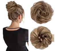 MY-LADY Chignon Finto per Capelli Veri- Cerchio Elastico Dritto Biondo Scuro/Marrone Medio - Facile Updo Naturale per Donne Ragazze 25g Riccio