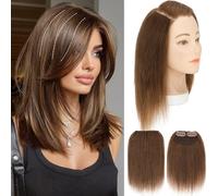 MY-LADY Extension a Clip Capelli Veri Marrone Cioccolato 2 Pezzi Flessibile e Discreto per Volume su Sommità, Lati e Nuca, Posticcio Capelli Veri a Clip Ideale Ogni Giorno 20cm 20g 10g/pcs #04